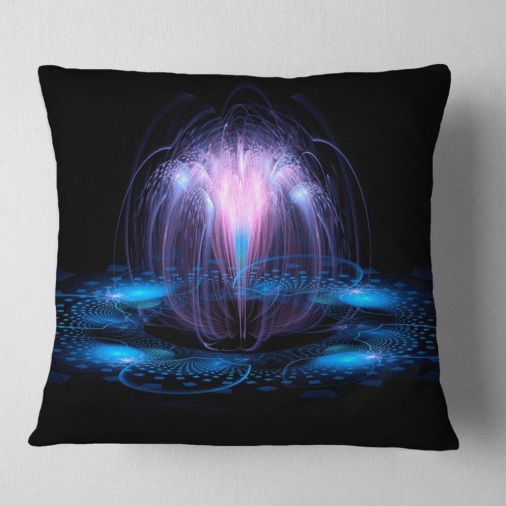 3737 Designart Fractal Blue Flowing Flower' Floral Throw Cushion Pillow